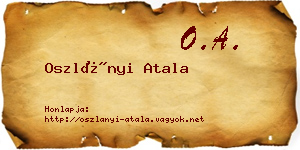 Oszlányi Atala névjegykártya